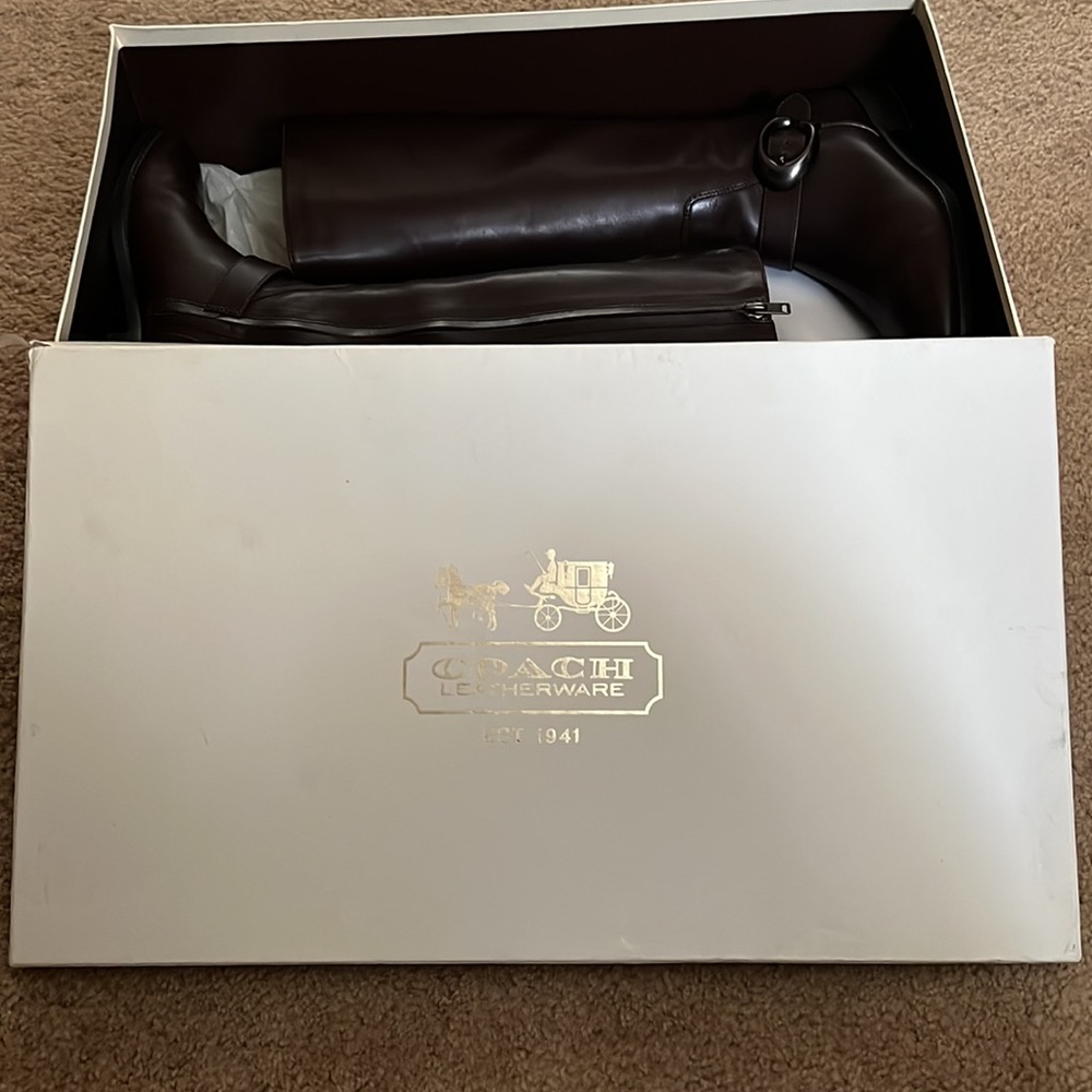 Coach boots sapphire calf style, beautiful mahogany brown leather - Picture 2 of 3